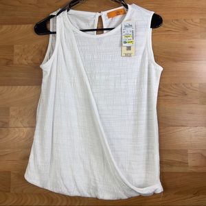 ONE A Petite Small Sleeveless White Blouse with a keyhole Button closure…